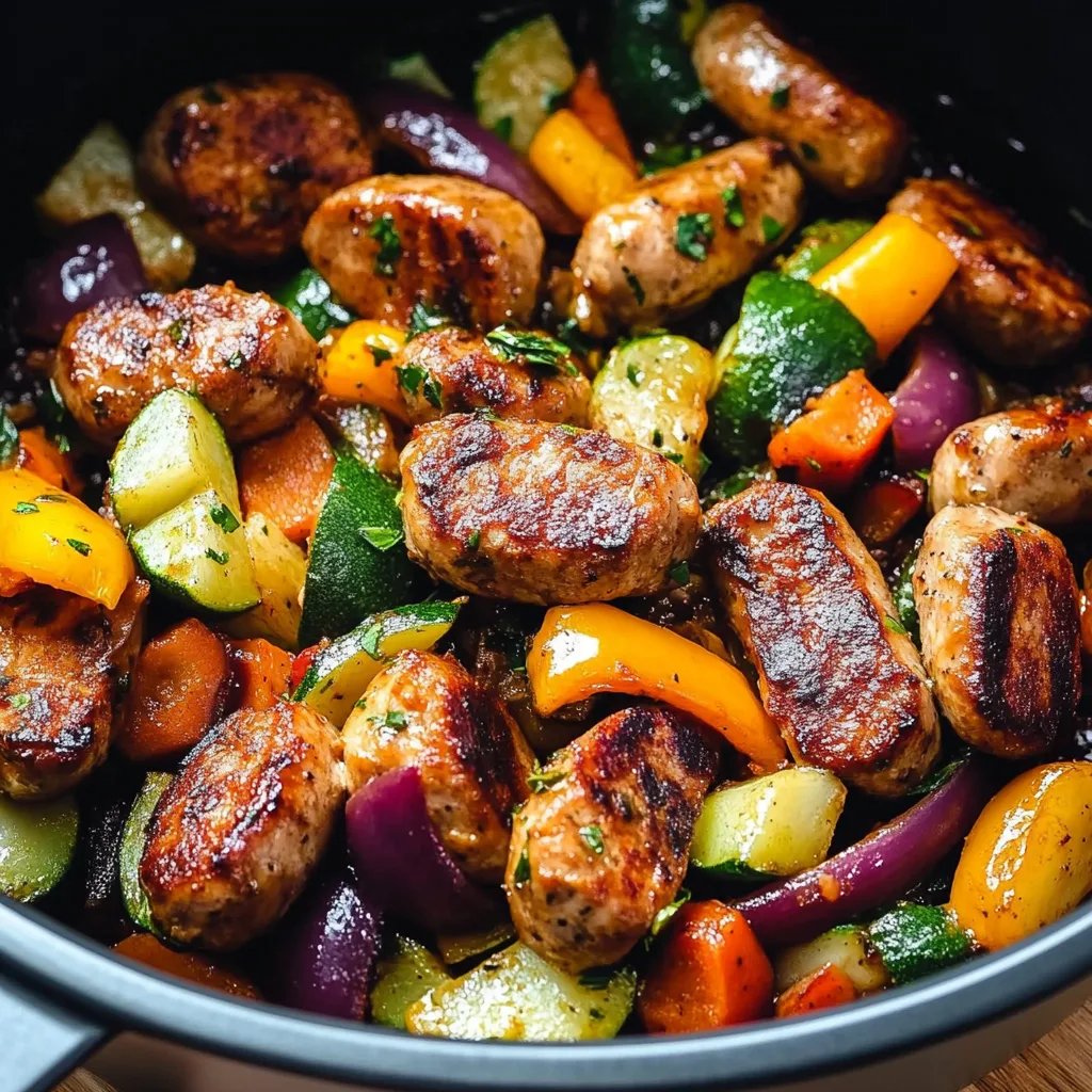 10 Minute Air Fryer Chicken Sausage and Veggies