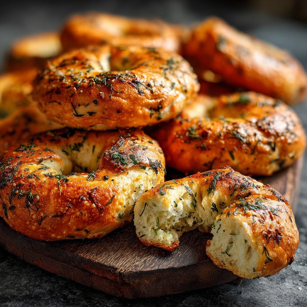 Skillet Yogurt Bagels With Herbs