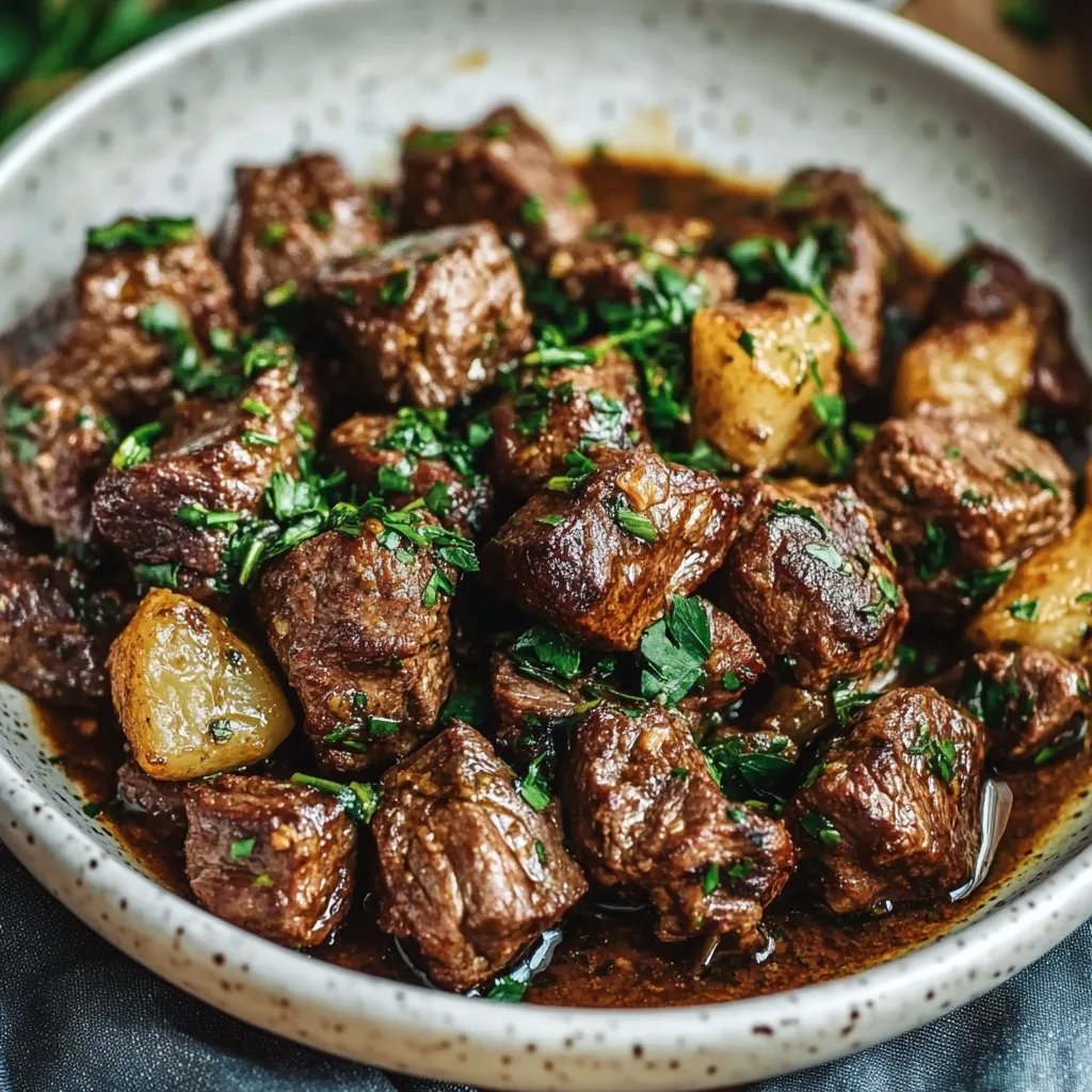 High Protein Slow Cooker Garlic Butter Beef Bites