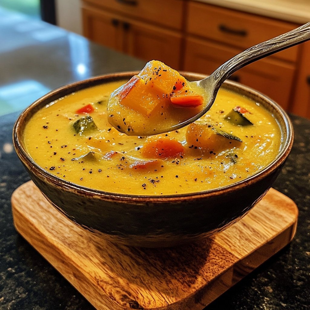 Squash Soup with Roasted Vegetables