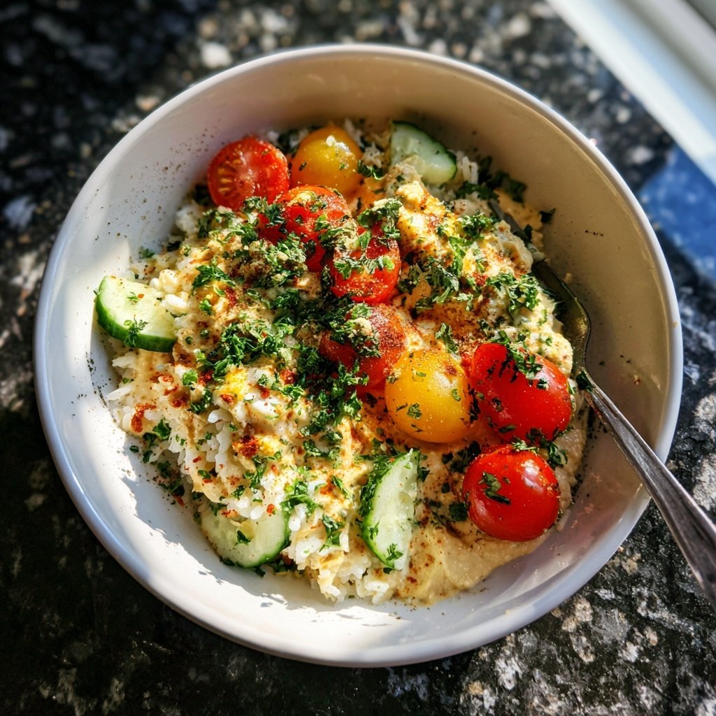 Mediterranean Rice Bowl With Hummus
