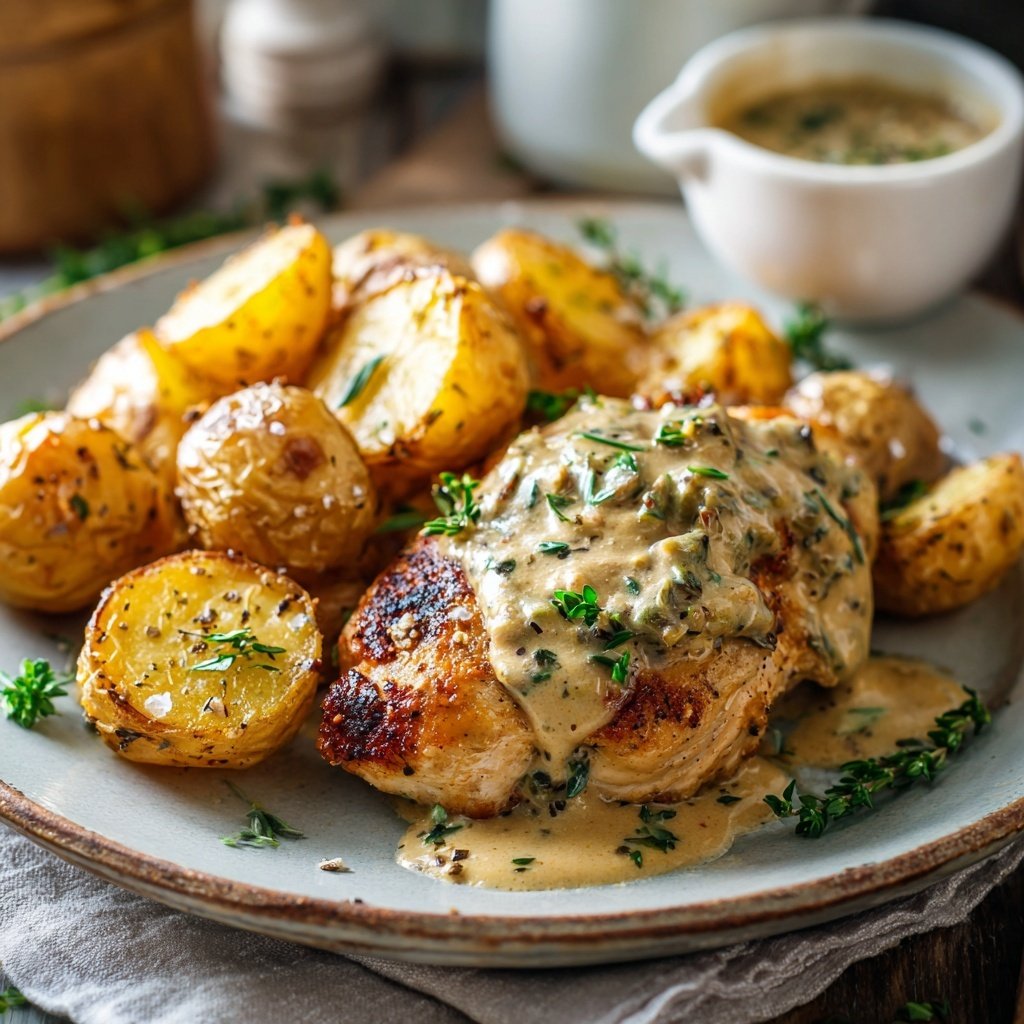 Creamy Dijon Chicken With Roasted Potatoes